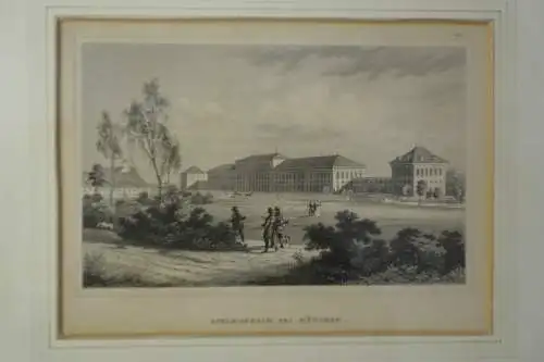Stahlstich, Schloss Schleissheim bei München, Mitte 19 Jh.gerahmt
