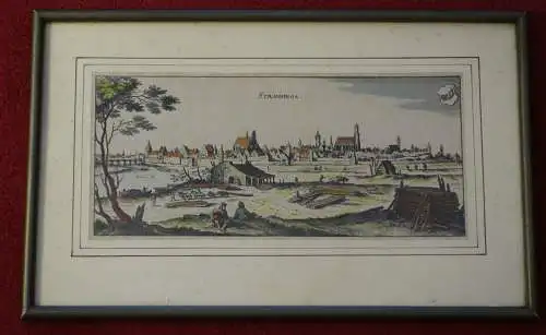 Kupferstich koloriert,Straubing,Merian 1640,gerahmt, a.Besitz Augusta von Bayern