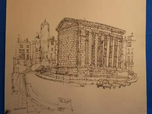 Arthur Vögel, Zeichnung,Tuschfeder, Paris, Place du Palais, 1970,signiert