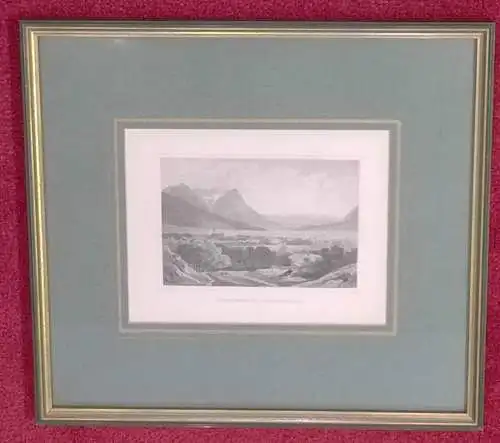 Stahlstich,Würthle, um 1880, Partnach- und Loisachtal, Garmisch-Partenkirchen