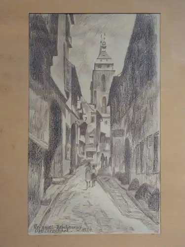 Originalzeichnung, Ph. Brechtel, 1934, Alt-Neustadt, Bleistift