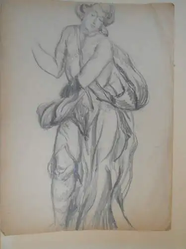 Skizzen auf Papier, vermutl Ende 19.Jh., unbekannter Maler,Torso