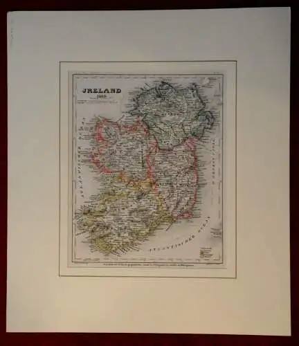 Stahlstich,Landkarte, Irland, Jreland, 1849, Bibliogr. Institut Hildburghausen 