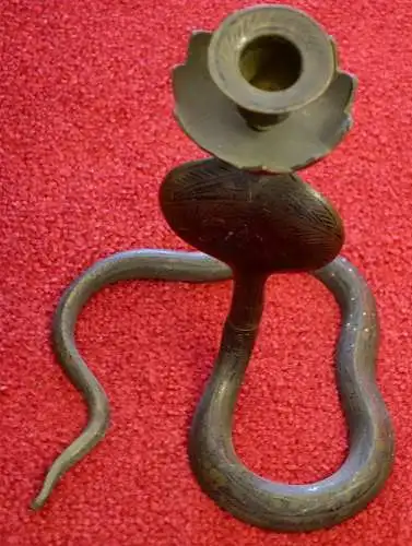 Kerzenleuchter,Kobra,Indien,Bronze,ca.1930.ziseliert