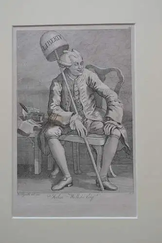 Kupferstich, John Wilkes,Liberty, Stich von William Hogarth, Mitte 18. Jhdrt.