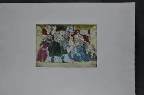Radierung, koloriert, 46/100, Theaterszene,signiert:Margrit Hefft-Michel
