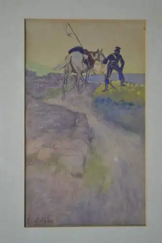 Aquarell, F.X. Weisheit, Ulan, Reiter, etwa 1930