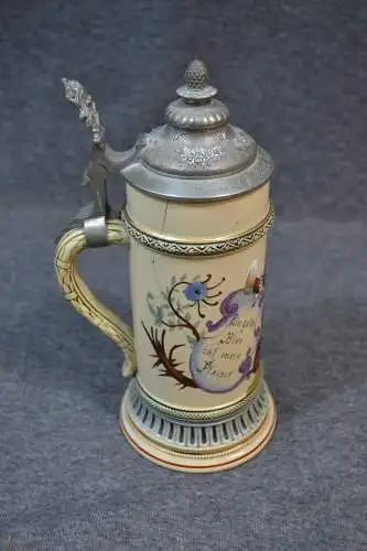  Bierkrug,  Zinndeckel, gewidmet Karl Roidl