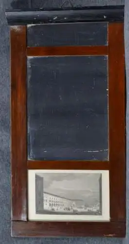 Möbel,Spiegel,Biedermeier, unten Stahlstich mit Ansicht Universität München,1843
