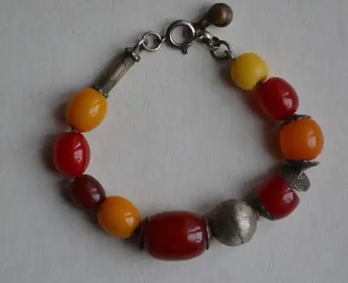 Schmuck, Armkette,Glas, Silber, ca. 18 cm