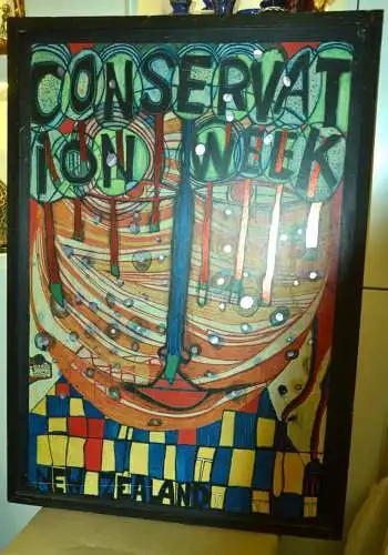 Hundertwasser,Conservation week,grüne Version,Poster mit Glanzfolienprägung