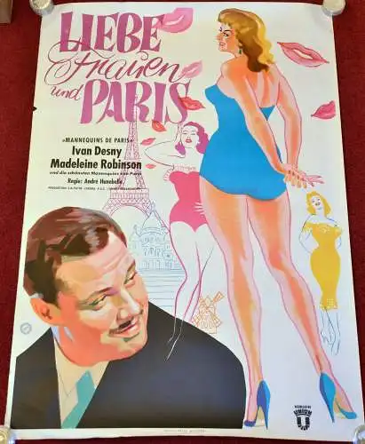 Filmplakat,1958, Liebe,. Frauen und Paris,83,7 x 59,3 cm