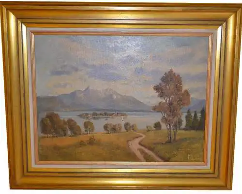 Gemälde,Öl a. Leinwand,Chiemsee,Fraueninsel,sign.:Meyer,gerahmt,20zigstes Jhdt.