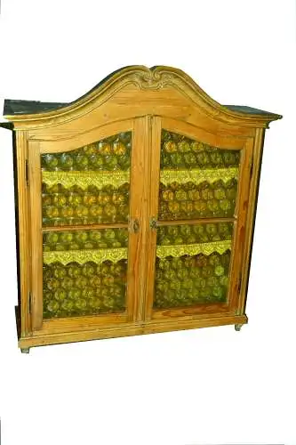 Möbel, bäuerlicher Vitrinenaufsatz,Weichholz,Zweitürig,um 1860, für Restaurator