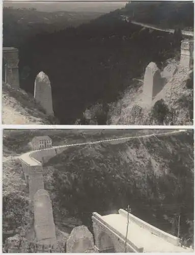 Zwei Photographien 1. Weltkrieg: Das gesprengte Viadukt von Asiago