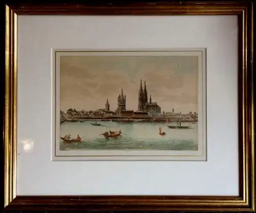 Ansicht von Köln – Original-Farblithographie nach Caspar Scheu, gerahmt