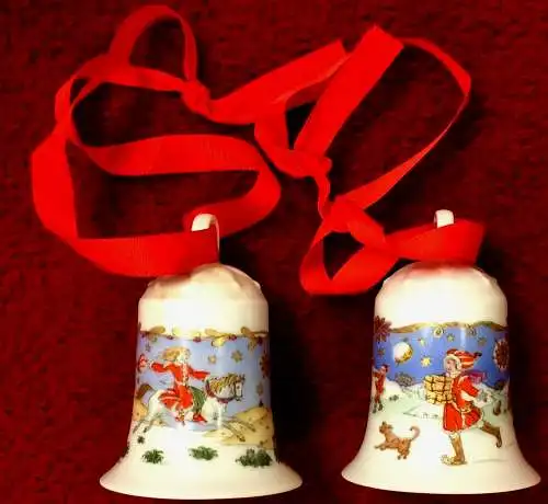 Zwei Weihnachtsglocken der Firma HUTSCHENREUTHER 1988 + 1990 in Originalkartons