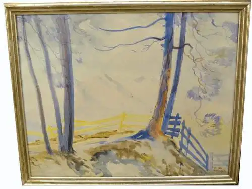 Aquarell, Landschaft im Alpenvorland,  E.G. Mosler,gerahmt,ohne Glas, Mitte 20.