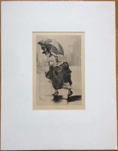 Lithographie nach der Radierung „GIBOULEES“ von Henri Boutet im Passepartout
