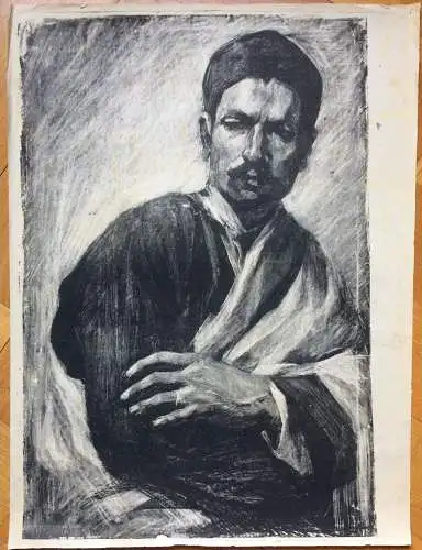Lithographie Portrait eines Mannes im mittleren Alter