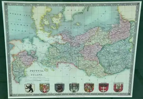 mod.Nachdruck,Landkarte von Preussen und Polen, von H. Teesdale,gerahmt