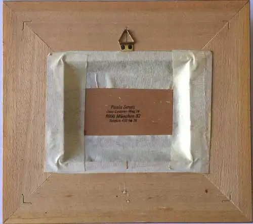 Kleines Ölgemälde Hahn mit zwei Hühnern von Paula Stratz, monogrammiert, gerahmt