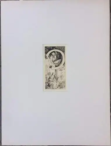 Radierung „Initial D - Die Ruhe auf der Flucht“ von Max Klinger, 1889