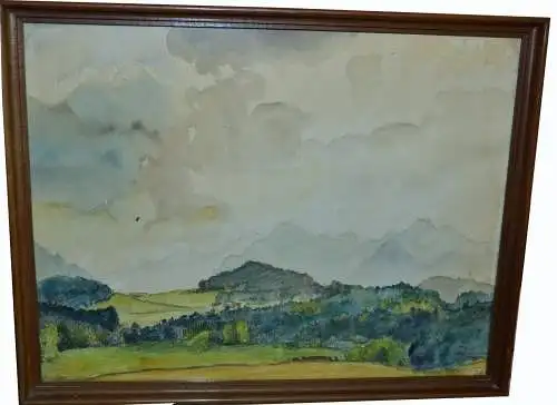 Aquarell, aufziehendes Gewitter über der Kampenwand,1949 Monogrammiert,gerahmt