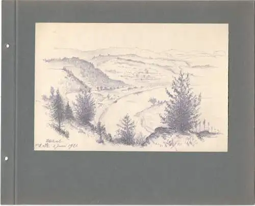 Bleistiftzeichnung „Elbthal 2 Juni 1921“ von Toni Stadler, monogrammiert "A. St.