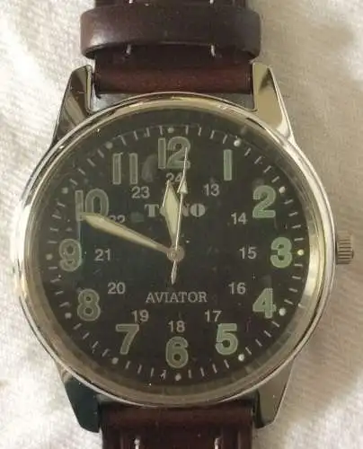 „AVIATOR“ Quarz-Herren-Armbanduhr von TONO,  Fliegeruhr, neu