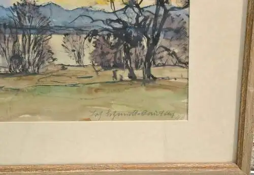 Aquarell/Tusche,Starnberger-See.sign.J.Schmidt-Gauting,Passepartout,gerahmt