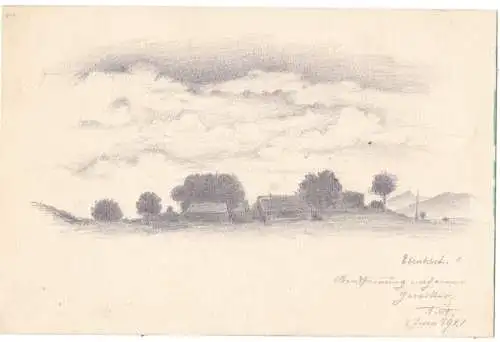 Bleistiftzeichnung „Abendstimmung nach einem Gewitter 2. Juni 1921“
