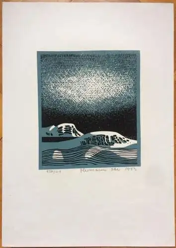 Farblinolschnitt ohne Titel von Hermann Ober 1973, Blatt 41 von 150