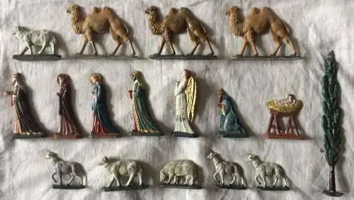 17 Krippenfiguren aus Blei, bemalt