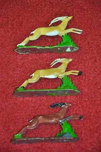 Zinnfiguren, Gazellen,bemalt,deutsch um 1950