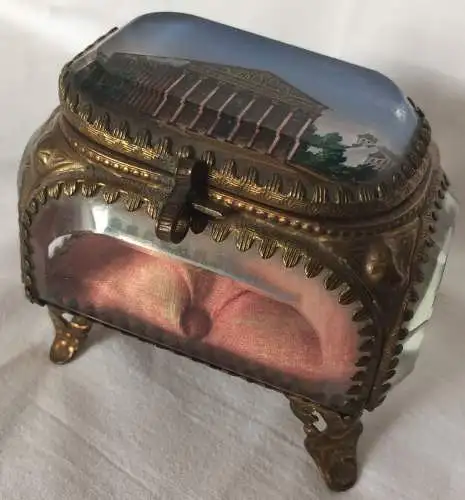 Kleines Souvenir-Schmuckkästchen Glas und Messing Motiv Paris - La Madelaine