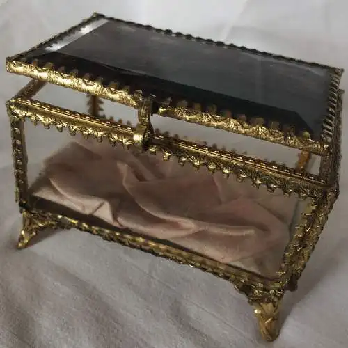 Kleines Souvenir-Schmuckkästchen Glas u. Messing Motiv Hamburg – Jungfernstieg