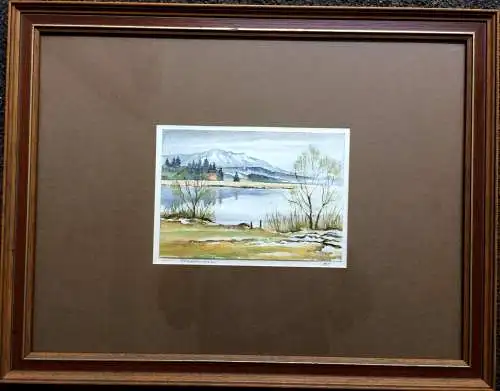 Aquarell „am Hopfensee“, monogrammiert, gerahmt hinter Glas