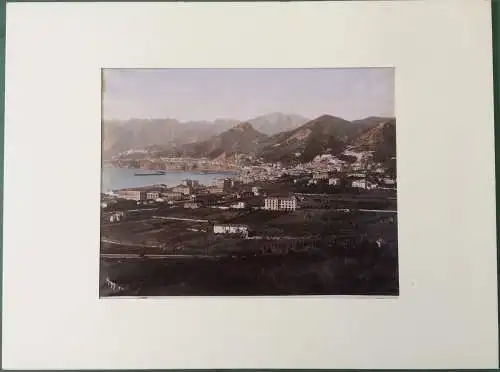 Zwei altcolorierte Photographien von Salerno u. dem Tempel des Neptun in Paestum