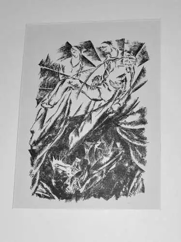 Lithografie,schwarz-weiß, Willy Geiger 1917,Expressive Komposition,i.Stein monog