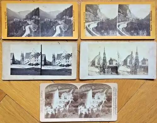 Fünf sehr alte Original-Stereo- / 3D-Photographien Bayern: Nürnberg Mauthäusl