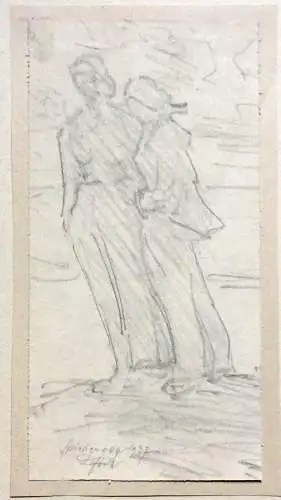 Original-Bleistiftzeichnung „Spiekeroog 1937“, signiert