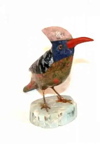 Bunter Vogel,kleine Statue,verschiedene Steine ? 20.Jhdt.