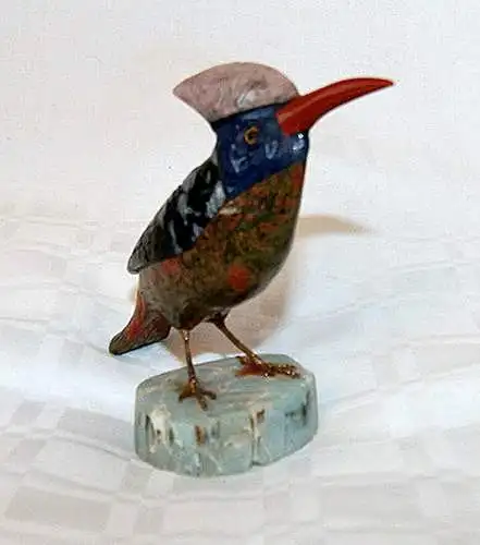 Bunter Vogel,kleine Statue,verschiedene Steine ? 20.Jhdt.