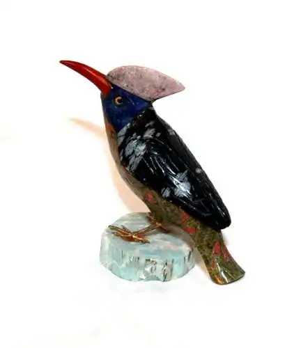 Bunter Vogel,kleine Statue,verschiedene Steine ? 20.Jhdt.