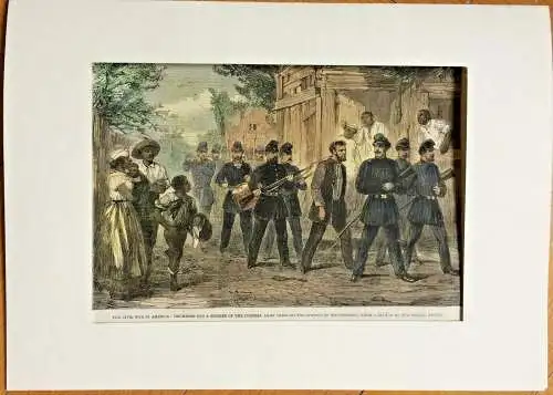 Colorierter Holzstich „THE CIVIL WAR IN AMERICA ..." im Passepartout