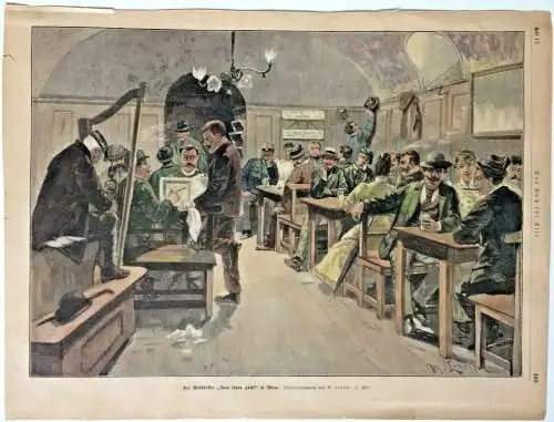 Colorierter Holzstich „Der Methkeller „Zum süßen Löchl“ in Wien“ nach M. Ledeli