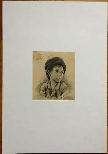 Kohlezeichnung Portrait eines unbekannten Jungen, datiert 12.1.96 nicht signiert