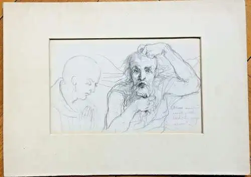 Bleistiftzeichnung / -skizze von Elisabeth von Suchodolska im Passepartout