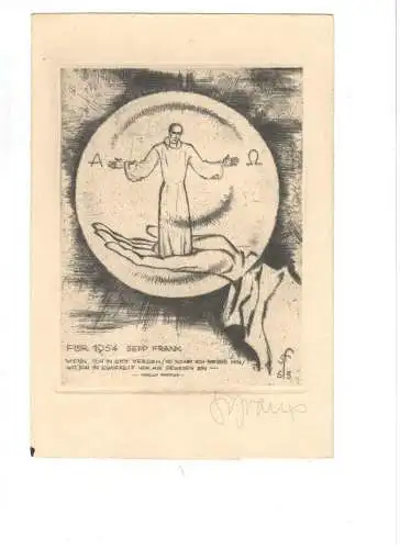 Radierung Jahresgraphik „FUER 1954“ von Sepp Frank